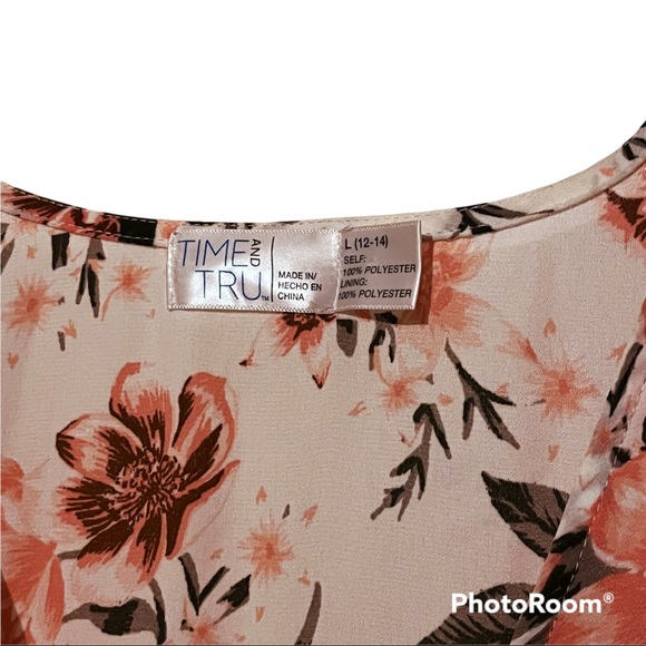 Time and True Cottagecore Floral Wrap Dress in Light Blush Pink - Picture 3 of 3